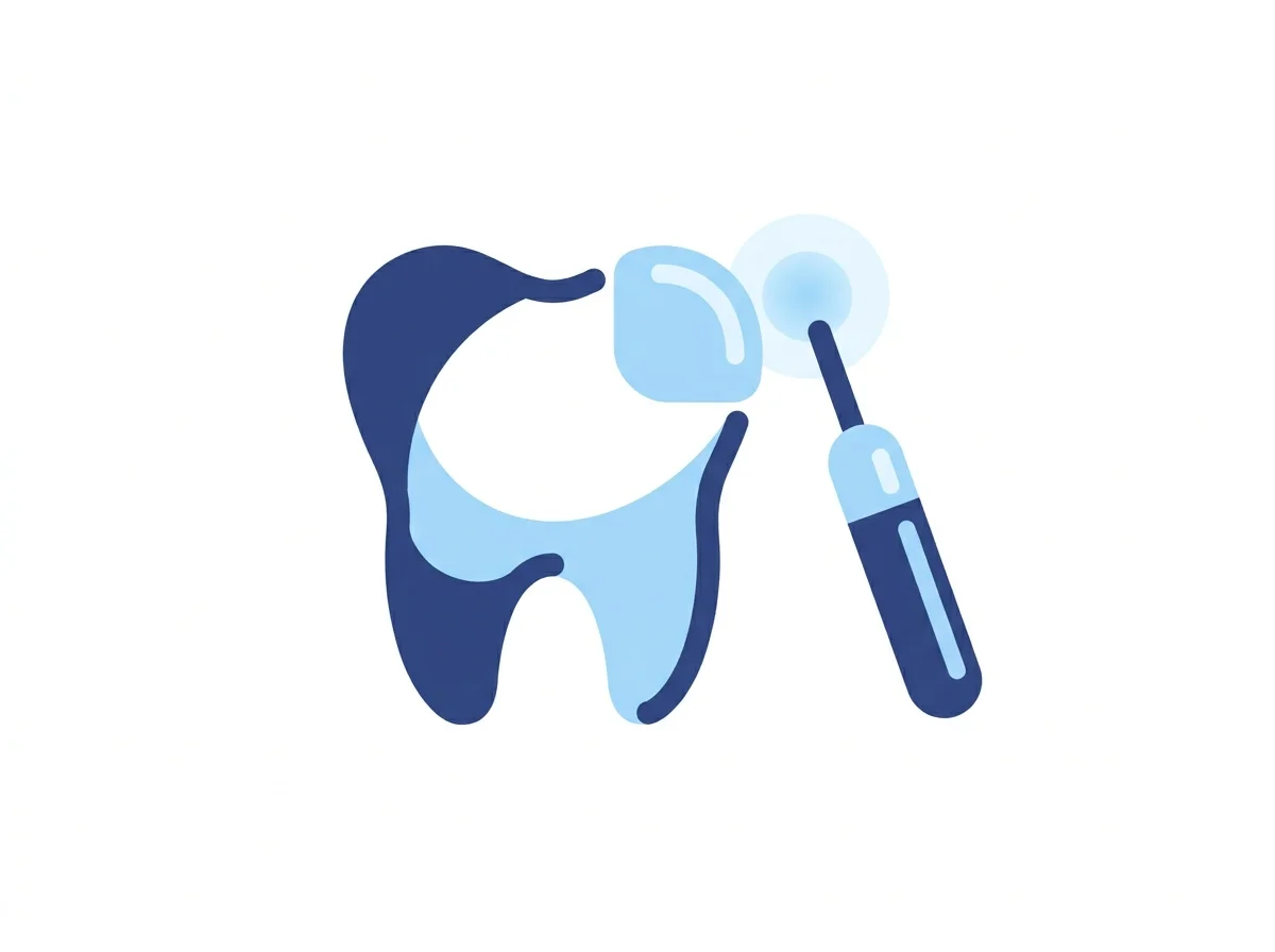 Ilustração de um dente lascado reparado com bonding