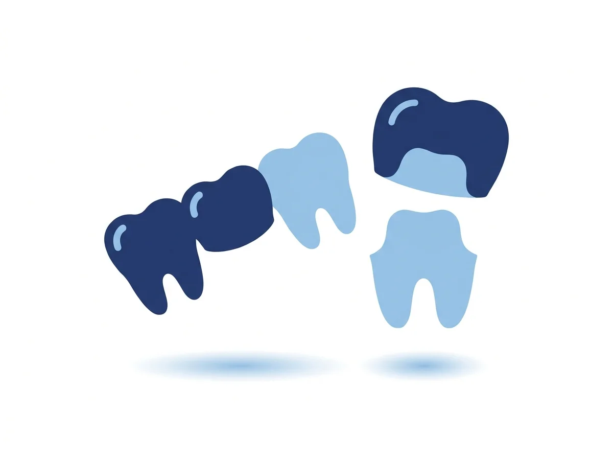 Ilustración de una corona y un puente dental