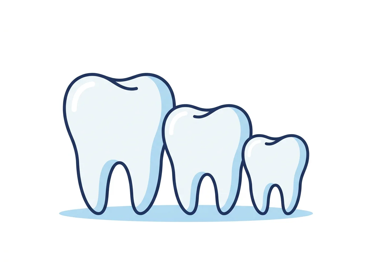 Ilustración de tres dientes que representan una familia