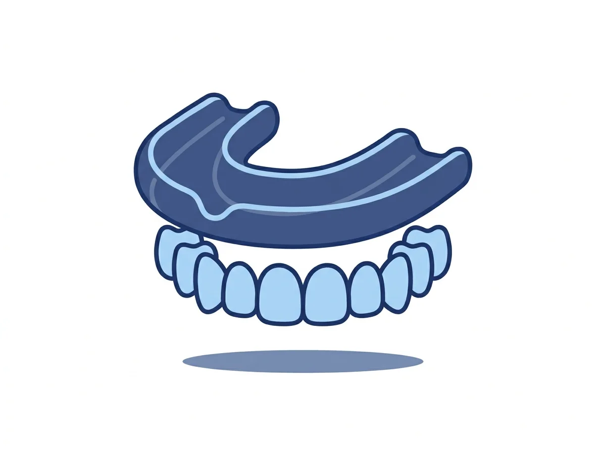 Ilustración de un protector bucal cubriendo los dientes