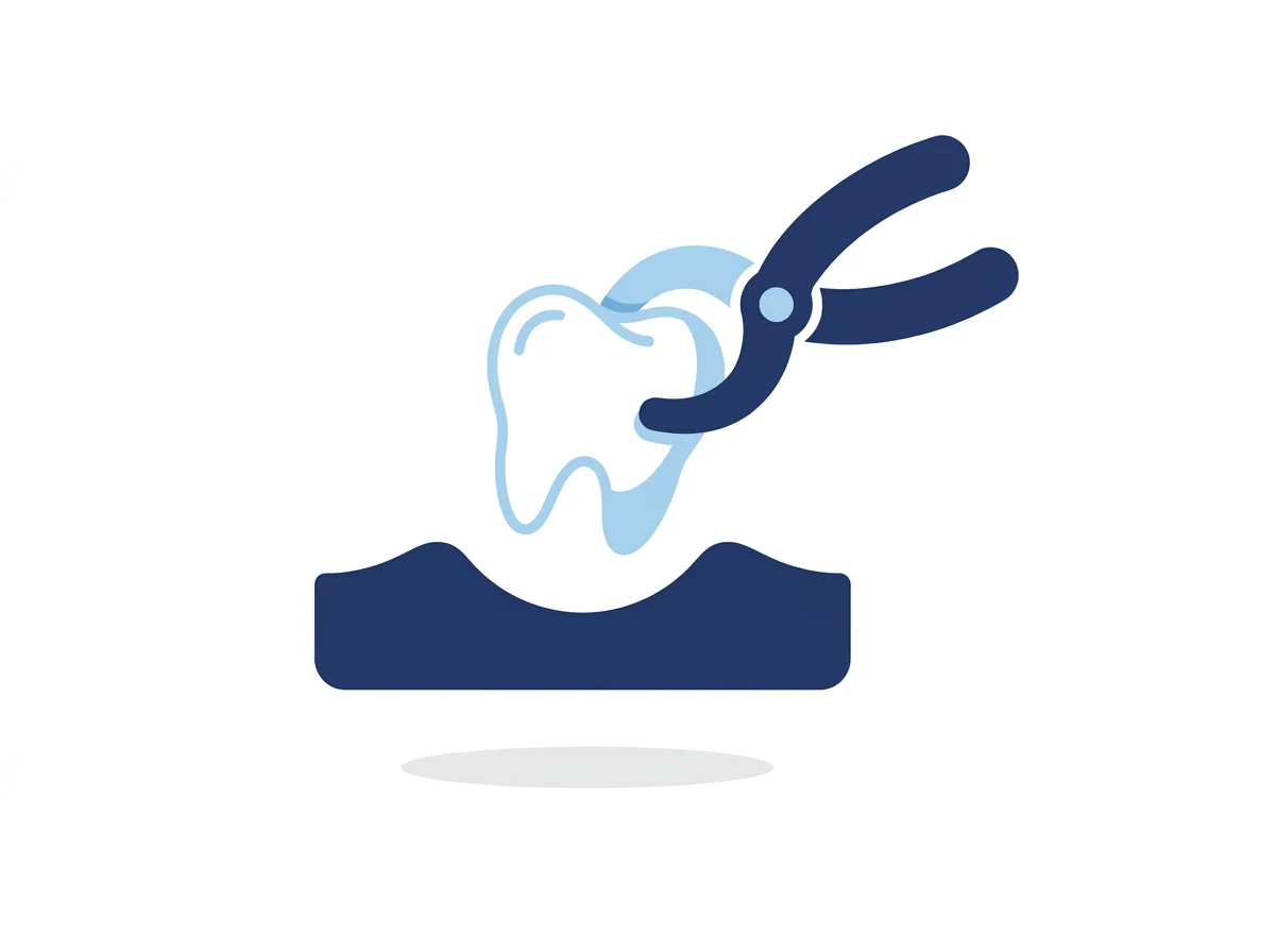 Ilustração da extração cuidadosa de um dente