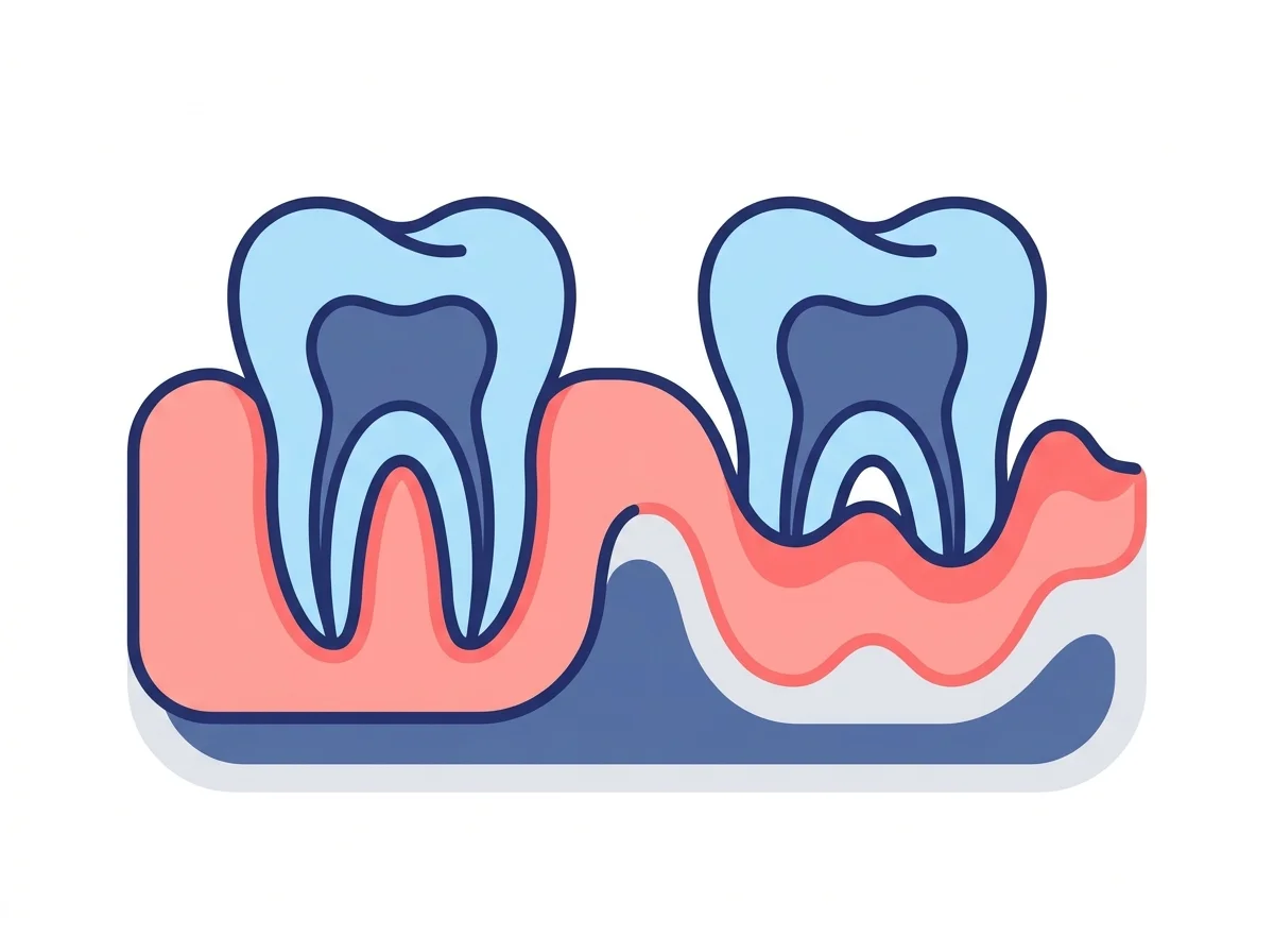 Ilustración de dientes y encías en corte transversal